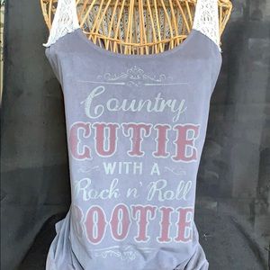 Country cutie with a rock and roll bootie tank top